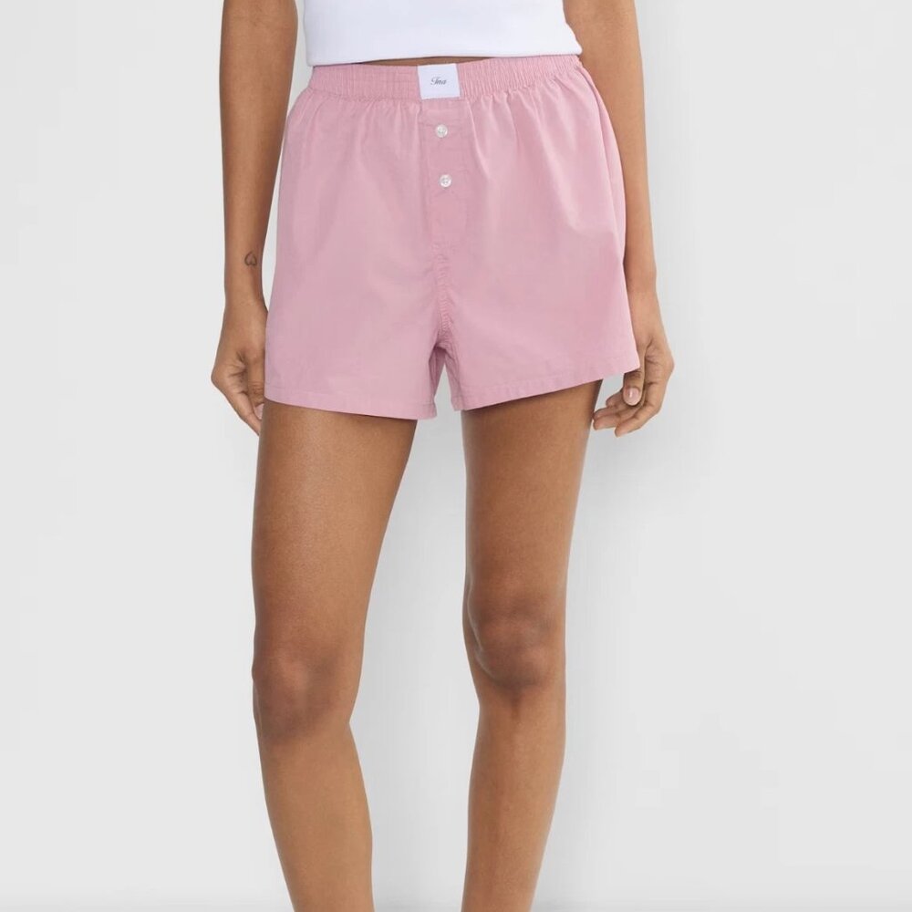 NWT Aritzia TNA Cotton Dally Poplin Boxer Shorts Tart Pink XS Sold Out